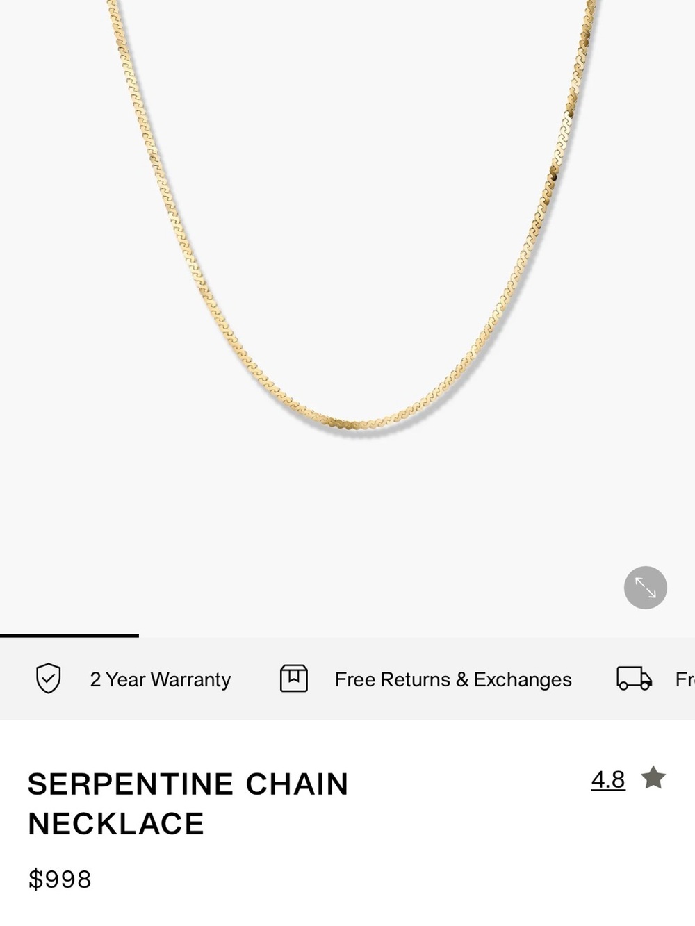 Mejuri Serpentine Chain Necklace - 10k Gold, 20in